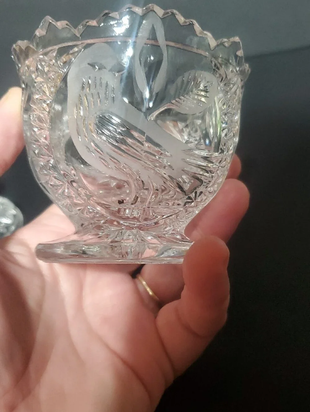 Vtg Hofbauer Byrdes Lead Crystal Dish